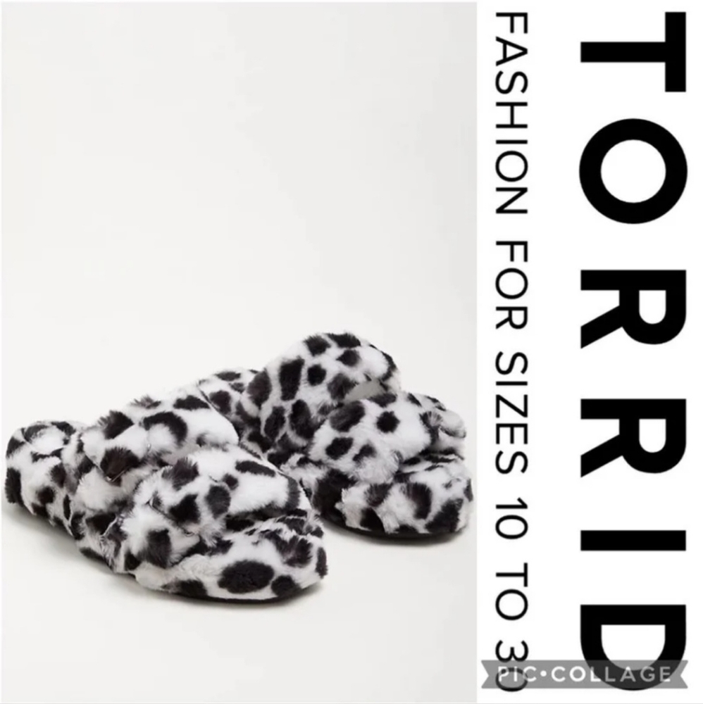 ❌️SOLD❌️ Torrid 8WW Double Band Faux Fur Slipper — Leopard (WW)